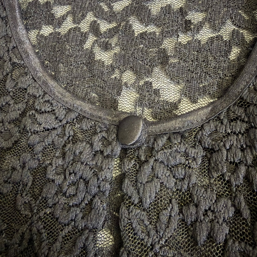 Unbranded Lace Cardigan Womens M Black Y2K Floral Mesh Scalloped Shrug Bolero - Picture 4 of 9